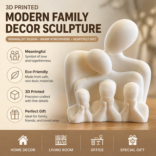  Escultura Abstrata Família de 4, Estatueta Familiar Impressa em 3D, Estátua de Resina Minimalista, Decoração de Casa,