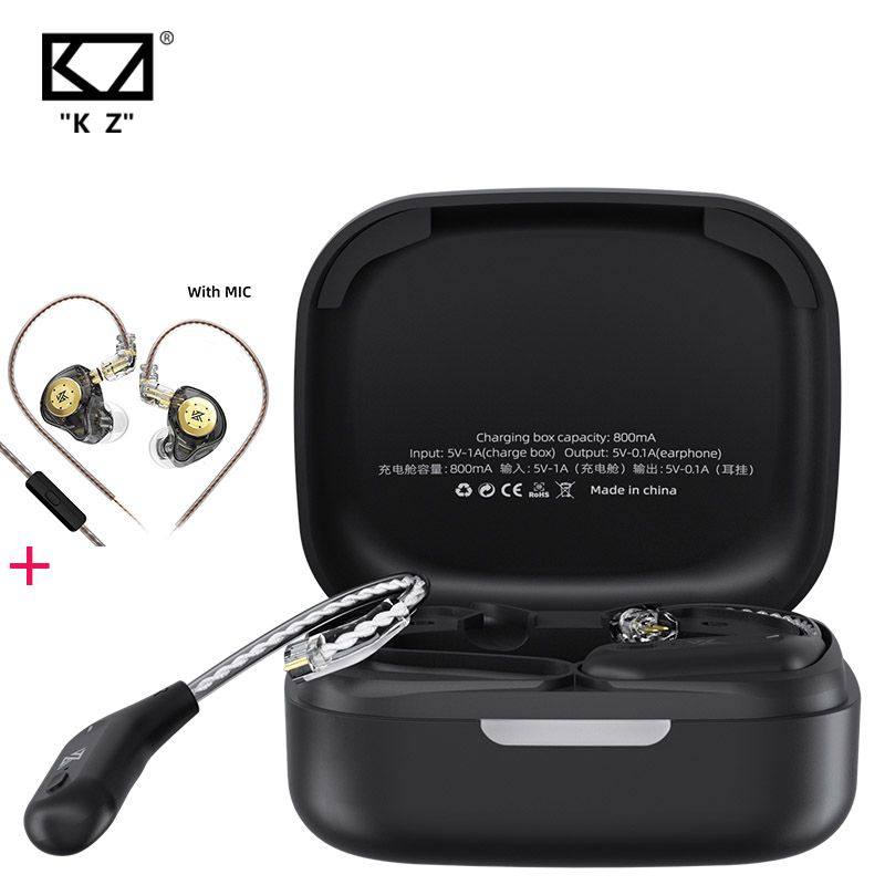 KZ AZ09+KZ EDX PRO สายอัพเกรดบลูทูธ 5.2 ไร้สาย สําหรับหูฟัง พร้อมกล่องชาร์จ