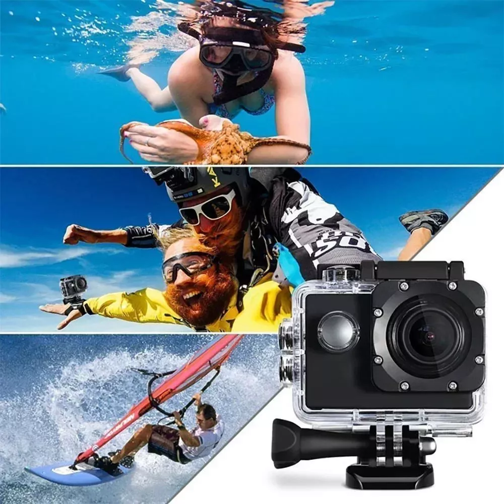 กล้องแอคชั่นแคมเมรากันน้ำ Full HD 1080P จอ 2.0 พร้อมชุดอุปกรณ์เสริม