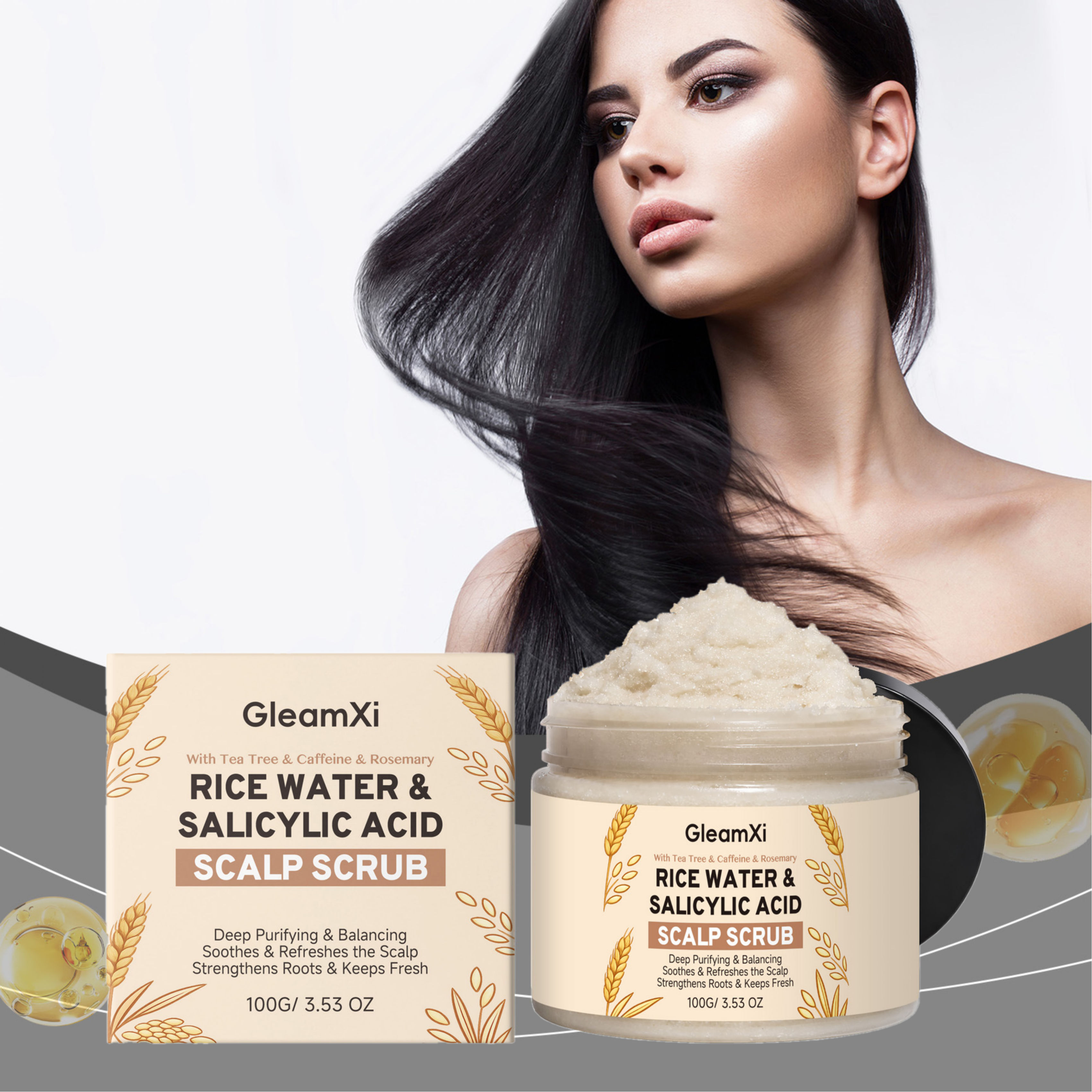 GleamXi สครับหนังศีรษะ ทําความสะอาดลึก ผลัดเซลล์ผิว บํารุง เติมความชุ่มชื้น ดูแลรากผม สดชื่น เพิ่มวอลลุ่ม เนื้อสัมผัสเรียบ