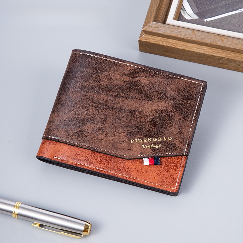 Retro Pu Leather Slim Bifold Mens Wallet Cash Bill Holder Card Holder
