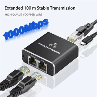 ตัวแยกเครือข่าย ฮับความเร็ว 1 Gbps 1 ออก 2 อะแดปเตอร์ RJ45 ตัวแปลงกิกะบิต Ethernet 8P8C สําหรับกล่องรับสัญญาณอินเทอร์เน็ต ตัวขยายปลั๊กพ่วงแบบเสียบใช้งาน