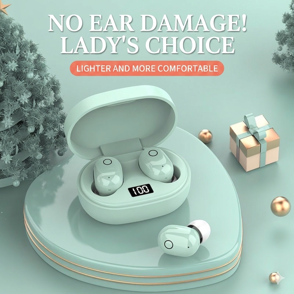 J15 E6S หูฟังไร้สายบลูทูธน่ารักคุณภาพสูง Earsets สบายอ่อนโยนบนหูหูฟังชุดหูฟัง TWS สแตนด์บายนานเพลงหูฟังสําหรับสาว