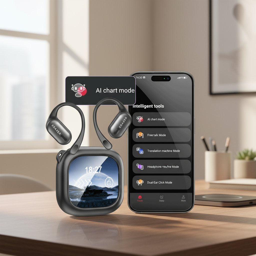 หูฟังแปลหน้าจอสัมผัส ERAZER XF38 AI 135 ภาษา การออกแบบเปิดหู กันน้ํา หูฟังบลูทูธพร้อมไมโครโฟน