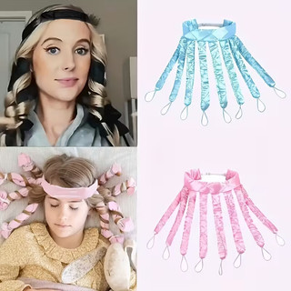 Bicico Heatless Hair Curler, 8 Removable Curling Claw Strips, Adjustable Headband, Soft Satin No Heat Curlers for Long Hair, Lazy Hair Curler, Heatless Curls for Women Curls Wave