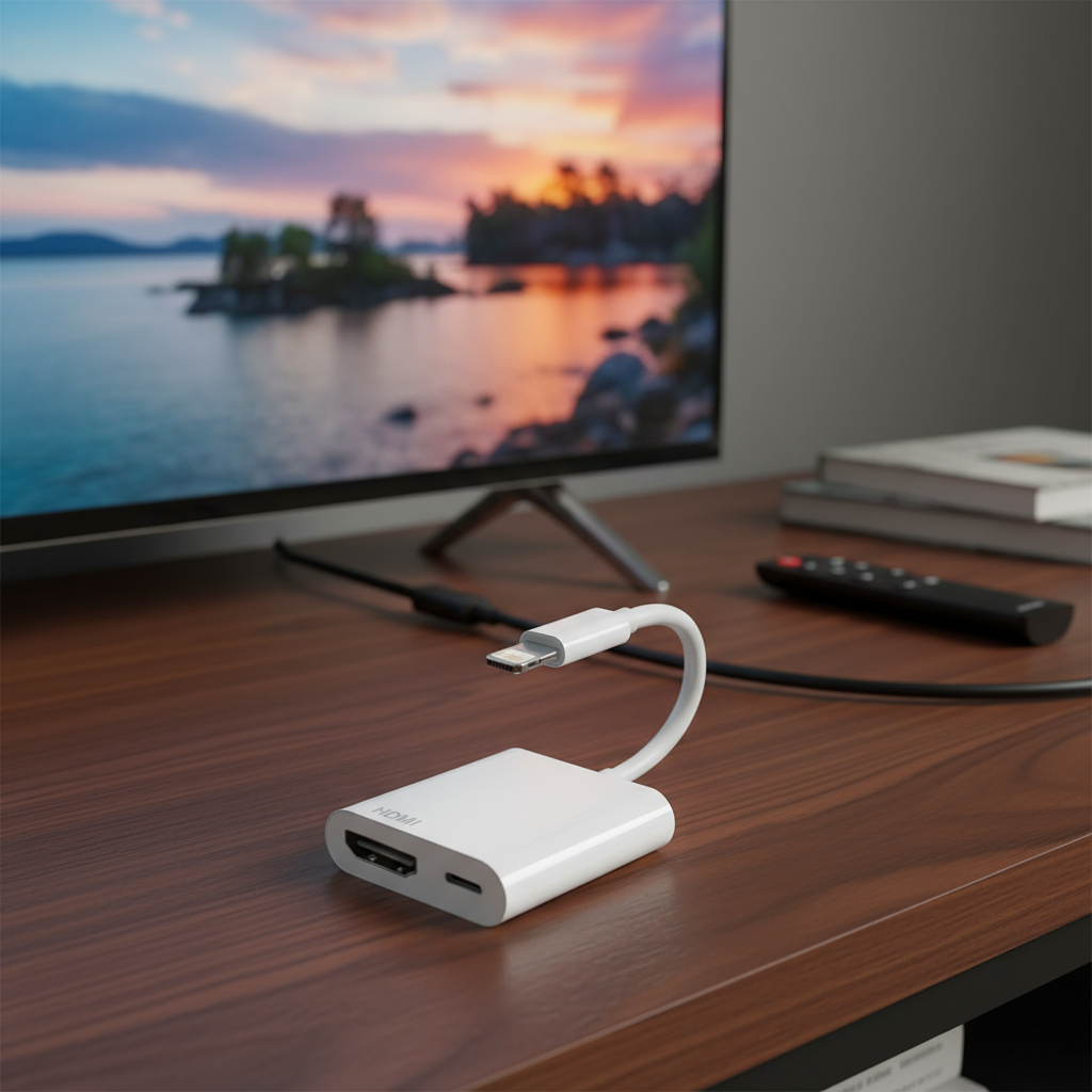 อะแดปเตอร์แปลง L เป็น HDTV ดิจิทัล 2-in-1 อะแดปเตอร์ AV ดิจิทัล 1080p ตัวเชื่อมต่อหน้าจอซิงค์สําหรับ