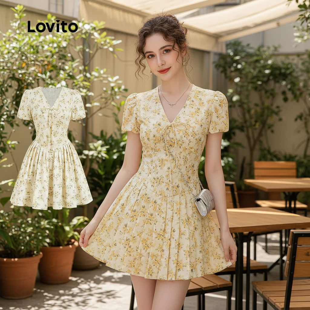 Lovito สายเดี่ยวเปิดด้านหน้าสําหรับฤดูใบไม้ผลิ ฤดูร้อน L158ED294