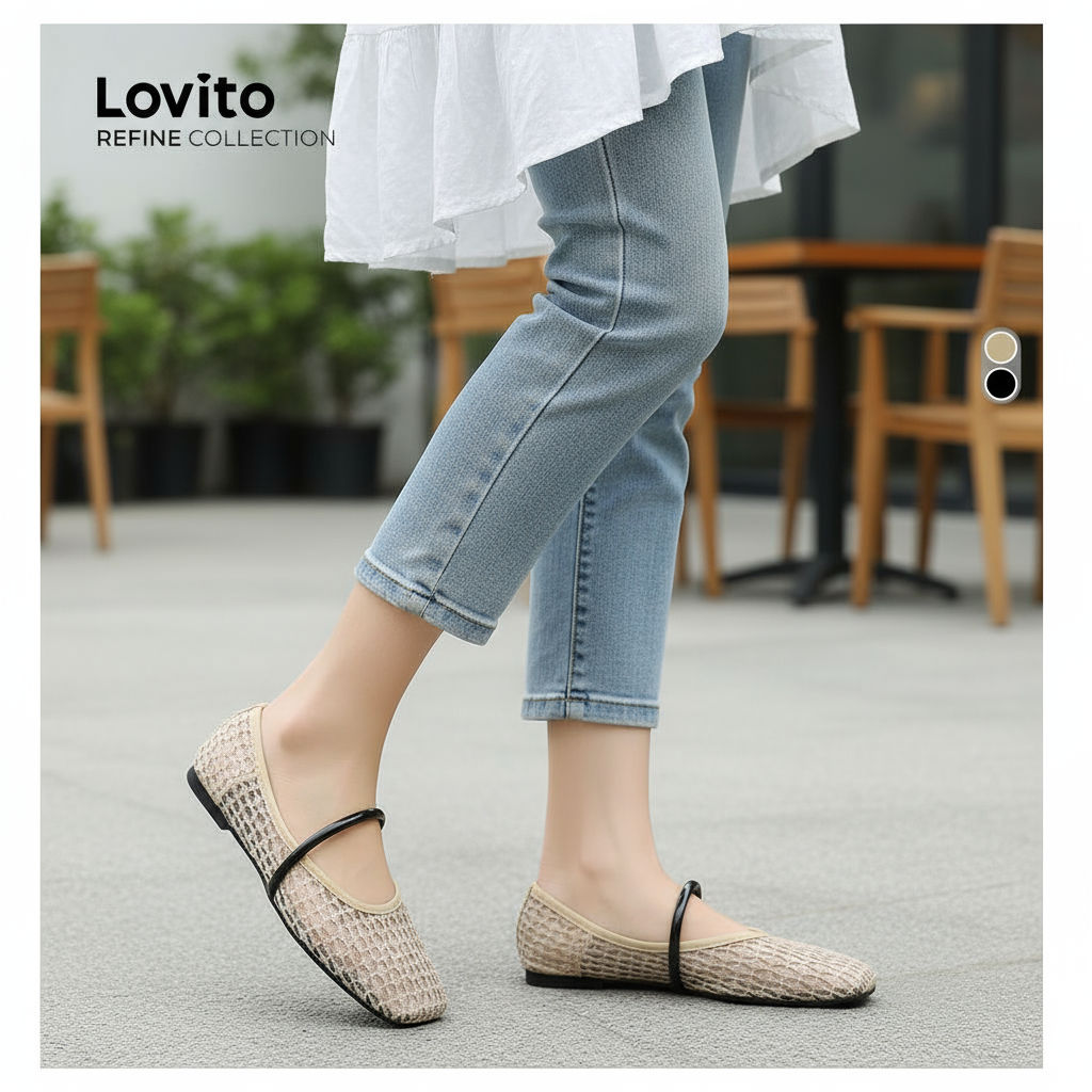 Lovito รองเท้าแมรี่เจนเปิดส้นหรูหราสําหรับผู้หญิง LR17E052