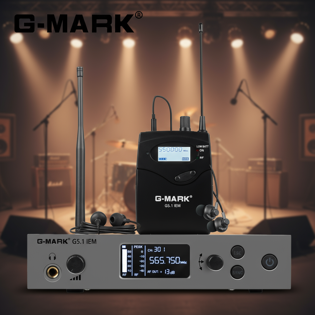 ระบบตรวจสอบเสียงไร้สาย G-MARK G5.1IEM แบบช่องเดียว UHF สําหรับนักร้อง ใช้บนเวทีสด