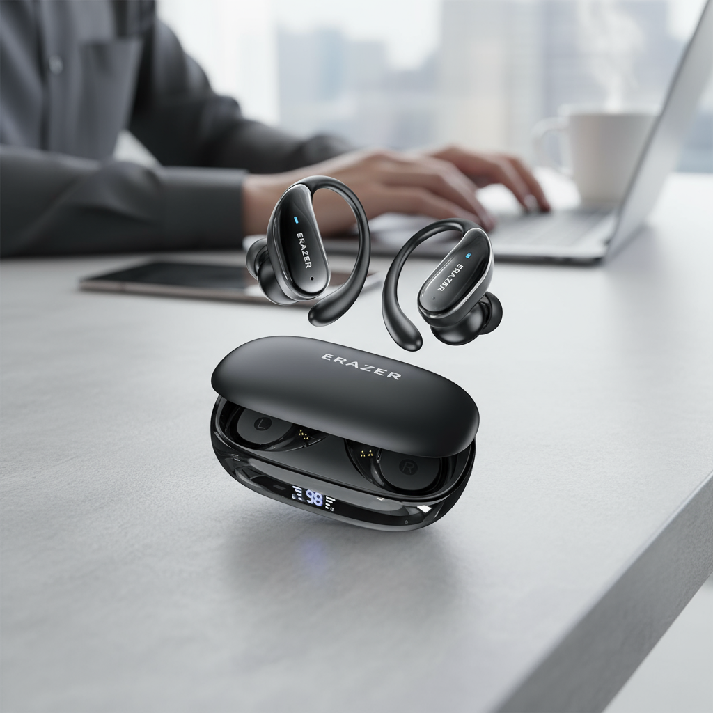 ERAZER XT80 Pro หูฟังบลูทูธพร้อม ANC, กันน้ํา IPX7, หน้าจอ LED, ไมโครโฟน, เพลง HiFi, หูฟังสําหรับกีฬ