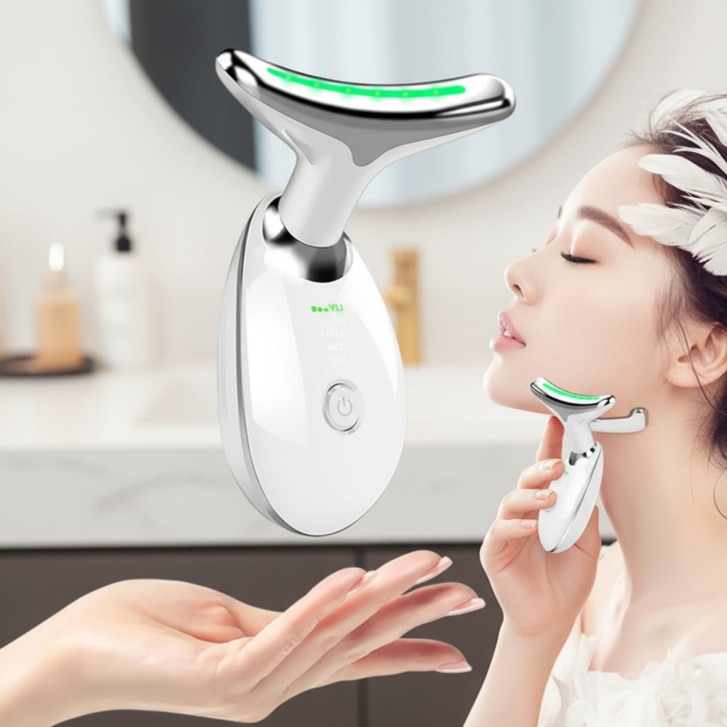 เครื่องนวดหน้าขนาดกะทัดรัดพร้อมไฟ LED สีแดง, น้ําเงิน, เขียว - ต่อต้านริ้วรอยและกระตุ้นคอลลาเจน