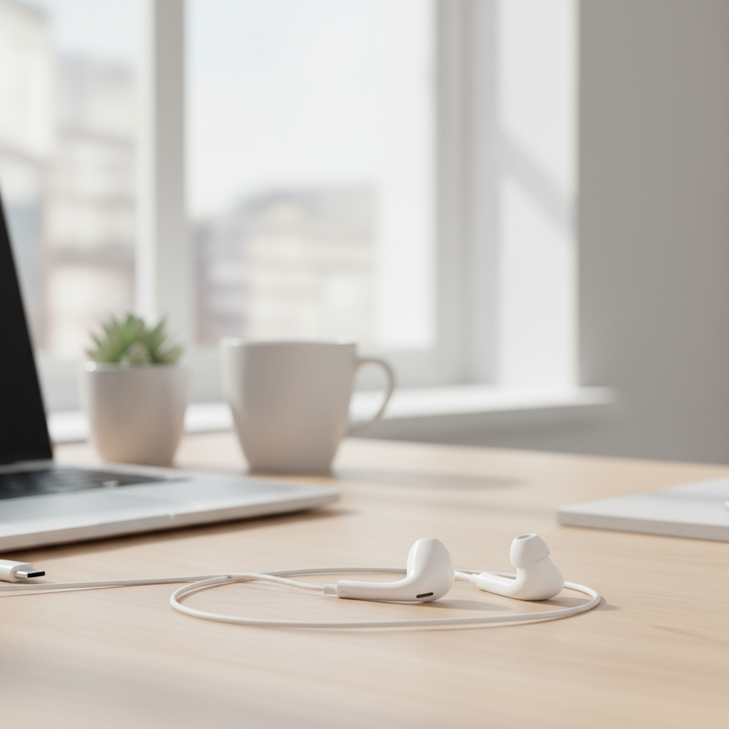 หูฟังอินเอียร์มีสาย Type-C พร้อมไมโครโฟนและปุ่มควบคุม หูฟังเกมมิ่งเสียงดิจิตอล