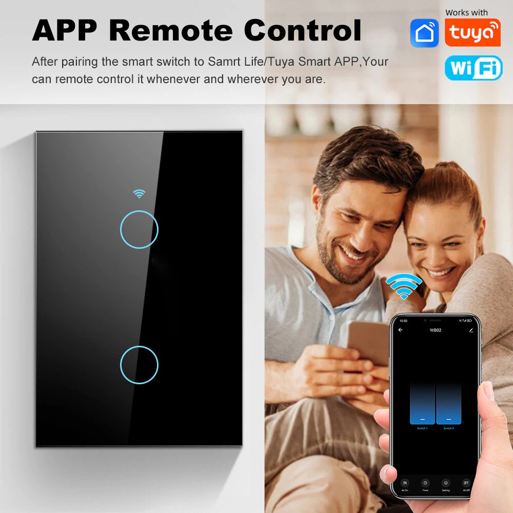Tuya WiFi Smart Wall Switch US Touch ไม่ต้องใช้ Neutral Smart Life
