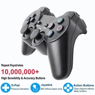 เกมแพดไร้สายสําหรับ Sony PS2/PS1 คอนโทรลเลอร์เกมสําหรับเครื่องเล่น Playstation 2 จอยสติ๊ก USB PC พร้อมฟังก์ชันสั่นกระแทกคู่