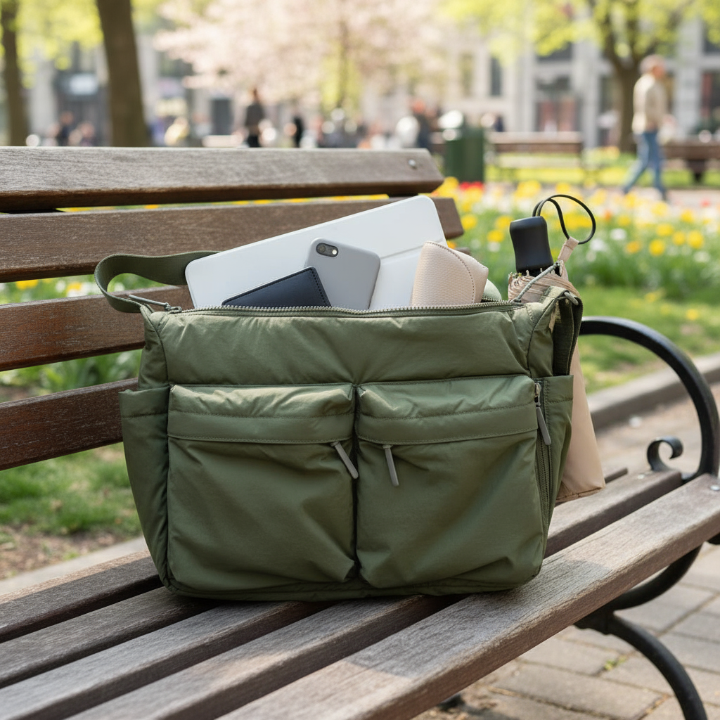 Tawii. กระเป๋าครอสบอดี้ Unisex ขนาดใหญ่ กระเป๋าแล็ปท็อปกันน้ําหลายช่อง