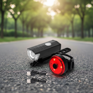 Bike Bicycle Light Set USB LED Rechargeable Mountain Cycling Front Back Headlight Tail Lamp Night Riding Flashlight