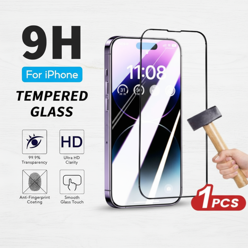 ฟิล์มกระจกนิรภัย Ultra HD 9H สําหรับ iPhone 16 15 14 13 12 11 Pro Max XS XR 7/8 Plus