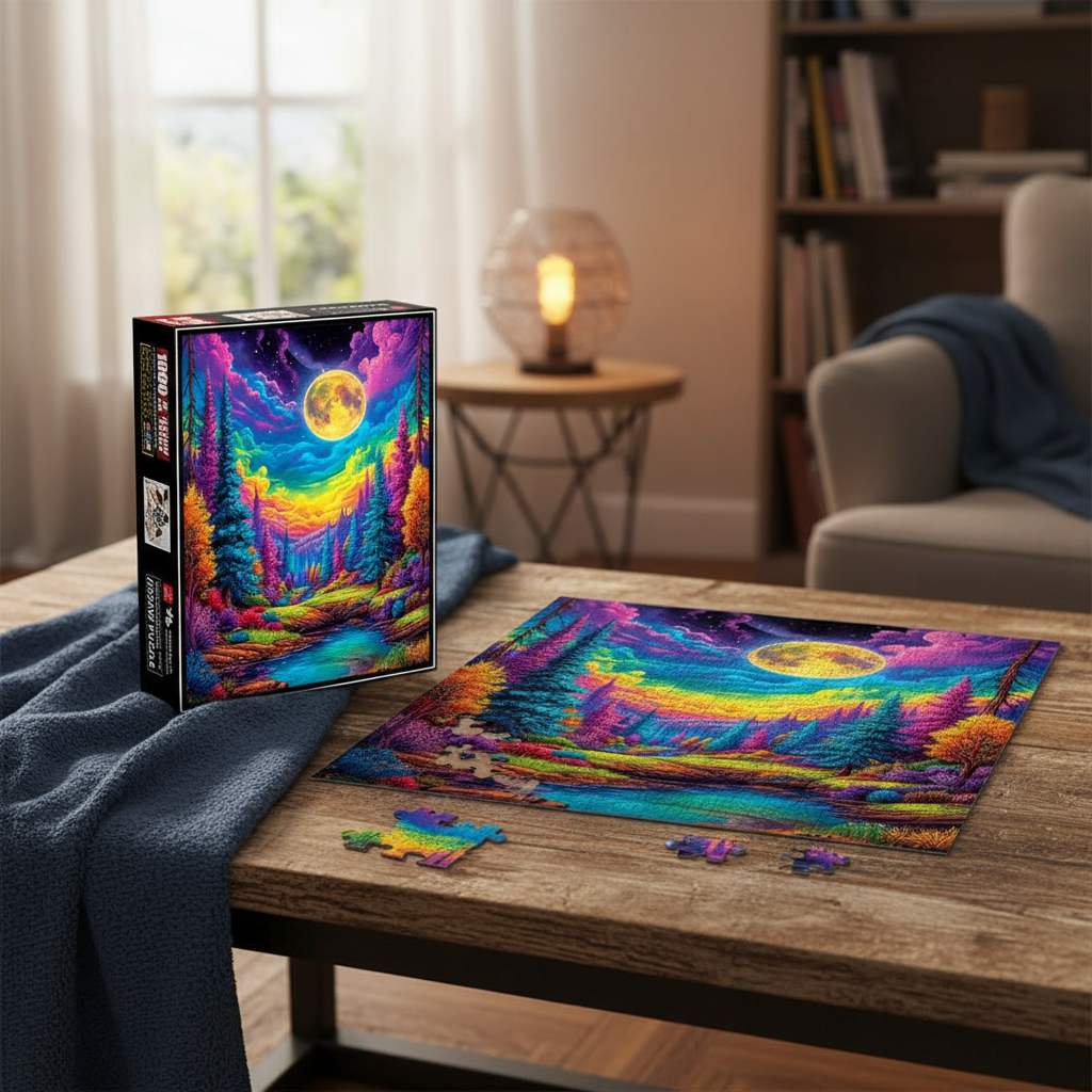 ปริศนา Enchanted Moonlit Forest 500 และ 1000 ชิ้น สําหรับผู้ใหญ่ คริสต์มาส