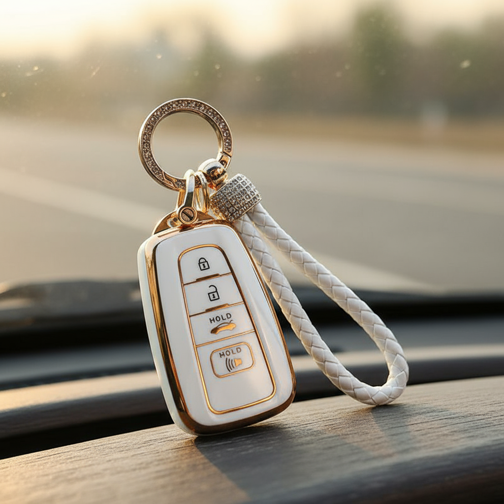 เคสกุญแจรีโมทรถยนต์ Toyota Camry RAV4 พร้อมพวงกุญแจ ใช้ได้กับ Highlander Corolla Avalon C-HR Prius G