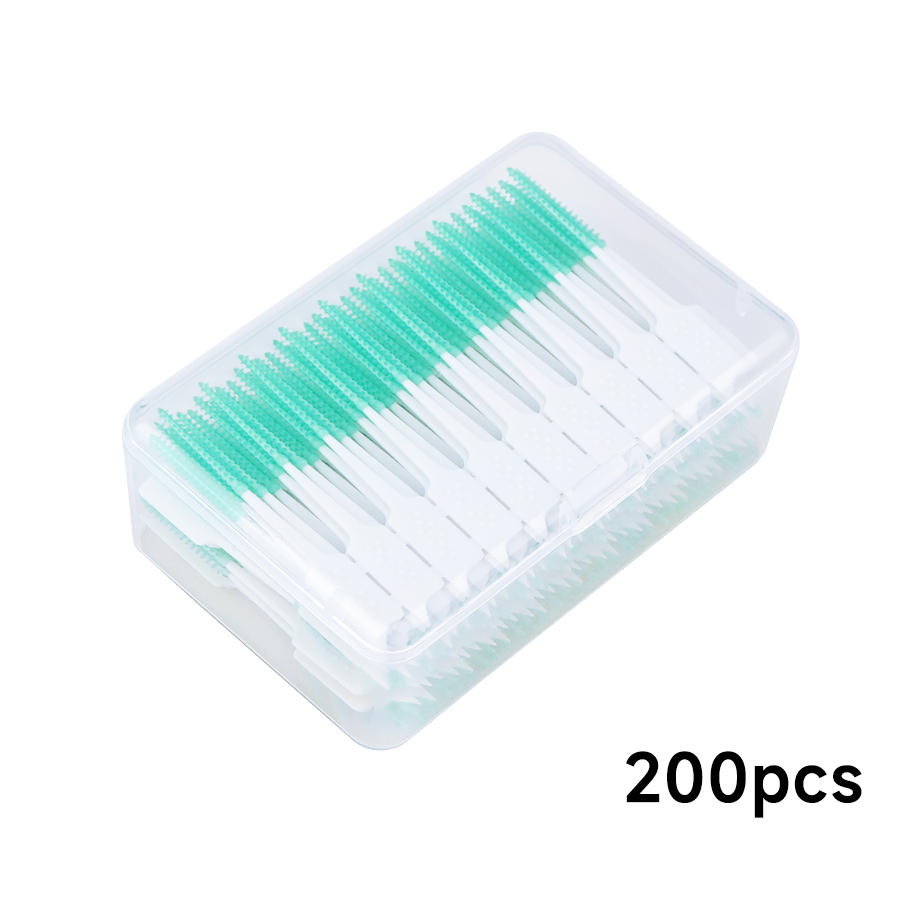 แปรงซอกฟันซิลิโคน 200 ชิ้น; แปรงขัดฟันสําหรับทําความสะอาดระหว่างซอกฟัน; ไม้จิ้มฟัน