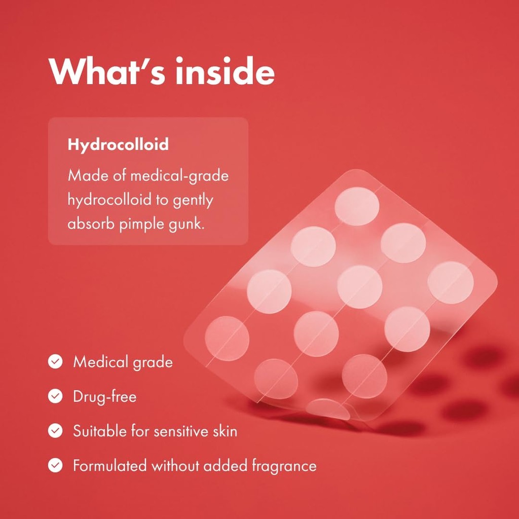 แผ่นแปะสิวไฮโดรคอลลอยด์จาก Hero Cosmetics สําหรับลดสิวและหัวขาวใน 1 คืน แผ่นสติ๊กเกอร์สําหรับใบหน้าและผิว (36 ชิ้น) - รูปที่ 3