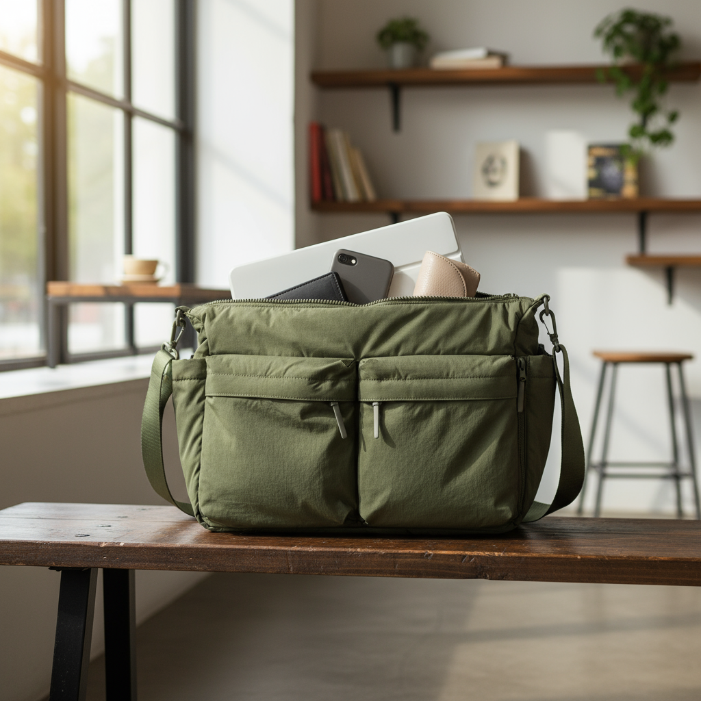 กระเป๋าเมสเซนเจอร์ Tawii.Unisex กันน้ํา สําหรับใส่แล็ปท็อป ความจุขนาดใหญ่ มีช่องหลายช่อง