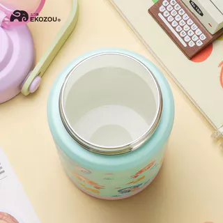 EKOKIDS ขวดน้ำสแตนเลส 304 เคลือบเซรามิก มีหลอดดูด รุ่นฝา 2 ชั้น ขนาด 360ml/12oz