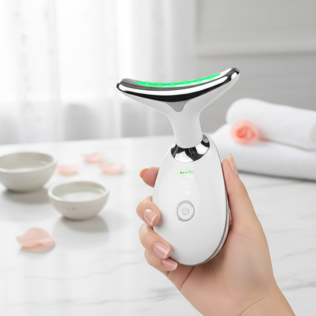 อุปกรณ์นวดหน้าพร้อมไฟ LED สีแดง, น้ําเงิน, เขียว - แบบพกพาช่วยลดริ้วรอยและกระตุ้นคอลลาเจน