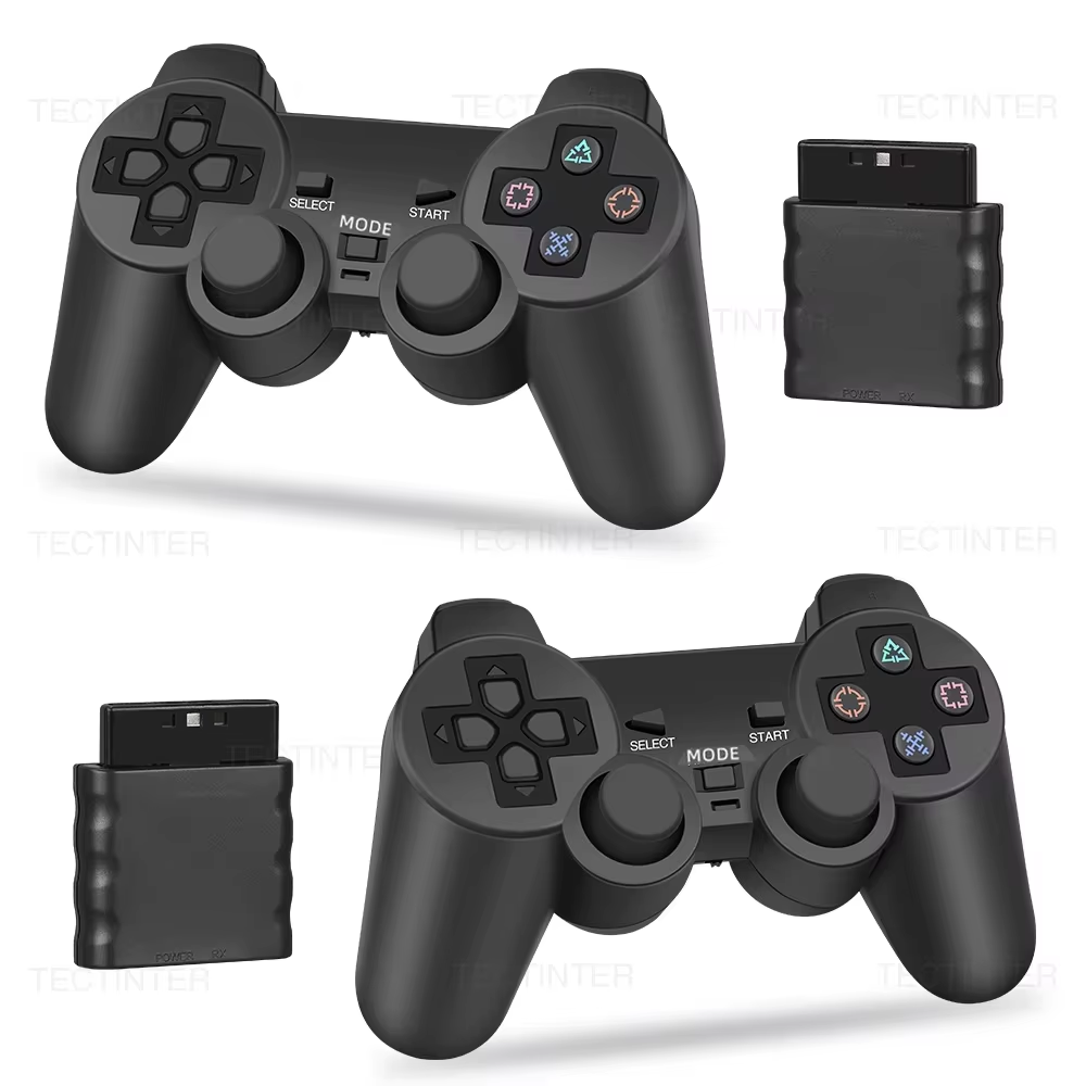 เกมแพดไร้สายสําหรับ Sony PS2/PS1 คอนโทรลเลอร์เกมสําหรับเครื่องเล่น Playstation 2 จอยสติ๊ก USB PC พร้อมฟังก์ชันสั่นกระแทกคู่