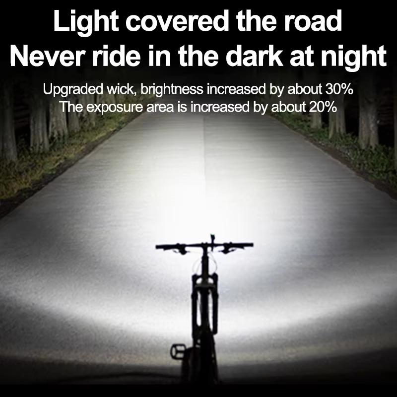 ไฟจักรยานตรวจจับอัตโนมัติ, ไฟหน้าแบบชาร์จไฟได้ USB-C ลูเมนสูงพร้อมจอแสดงผลดิจิตอลสําหรับการขี่จักรยานกลางคืน - รูปที่ 2