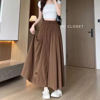 กางเกงกระโปรง สม็อกรอบเอว มีกระเป๋าข้าง ผ้าครัช ไม่ต้องรีด รุ่น COM523 ขนาด Freesize มีให้เลือกหลายแบบ