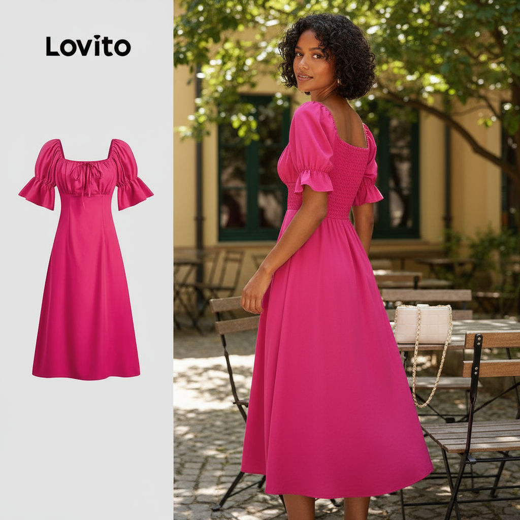 Lovito ชุดเซตลูกไม้ดีไซน์หรูหรา สวมใส่สบายสําหรับฤดูใบไม้ผลิ/ฤดูร้อน สีโรส L137LD031