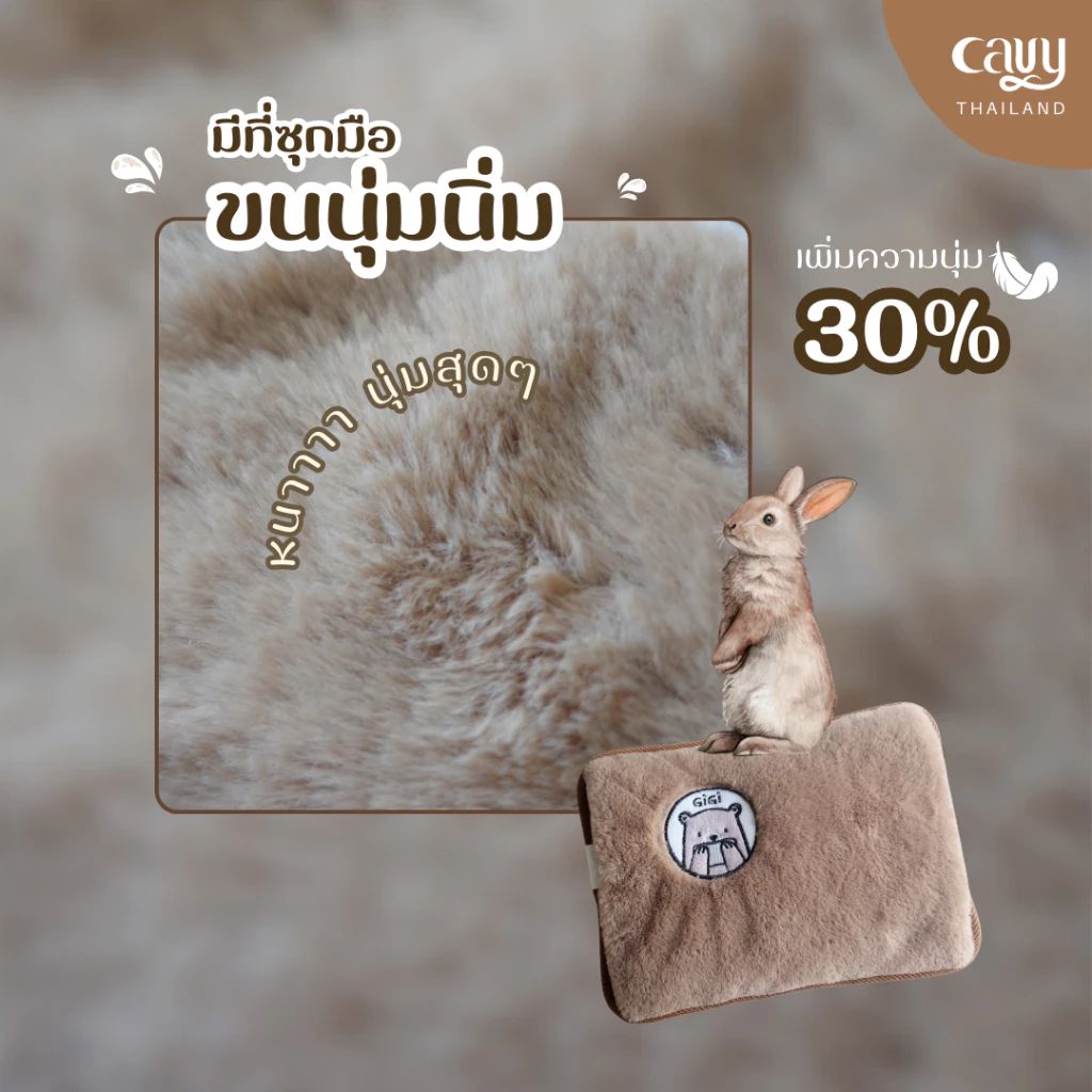 กระเป๋าน้ำร้อนไฟฟ้า พี่หมี Gigi (กิกิ) ขนนุ่มนิ่ม คุณภาพเกรดพรีเมี่ยม มีให้เลือก 4 แบบ - รูปที่ 2