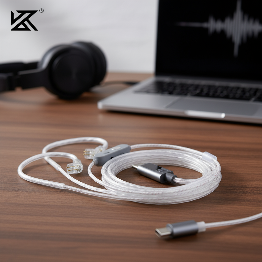 สายเคเบิล Type C ชุบเงินสองไมค์ KZ-M2 พร้อม Ultra HD สําหรับไมโครโฟน