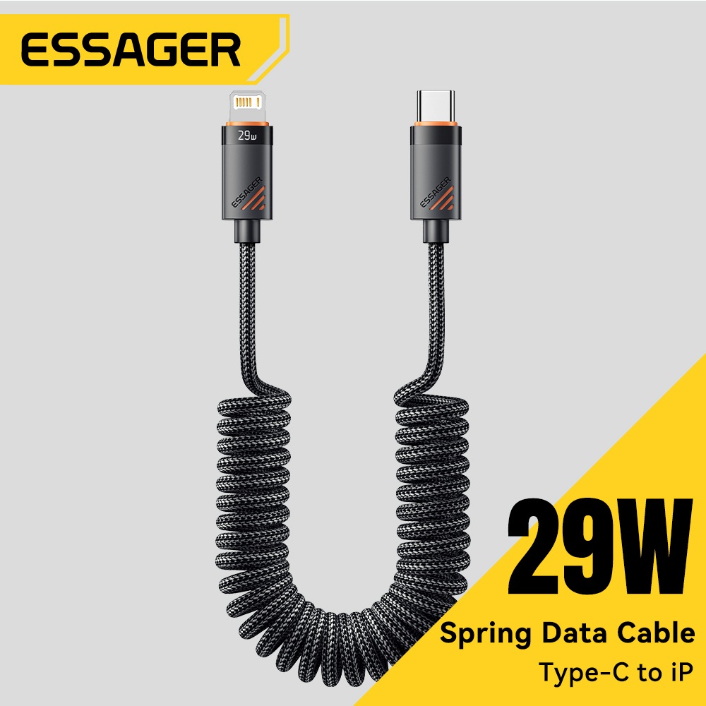 Essager สายชาร์จ USB-C เป็น iOS PD 29W ชาร์จเร็ว สําหรับ Apple iPhone 14 13 12 11 Pro Max ความยาว 1.8 เมตร รองรับ CarPlay ถักไนลอน