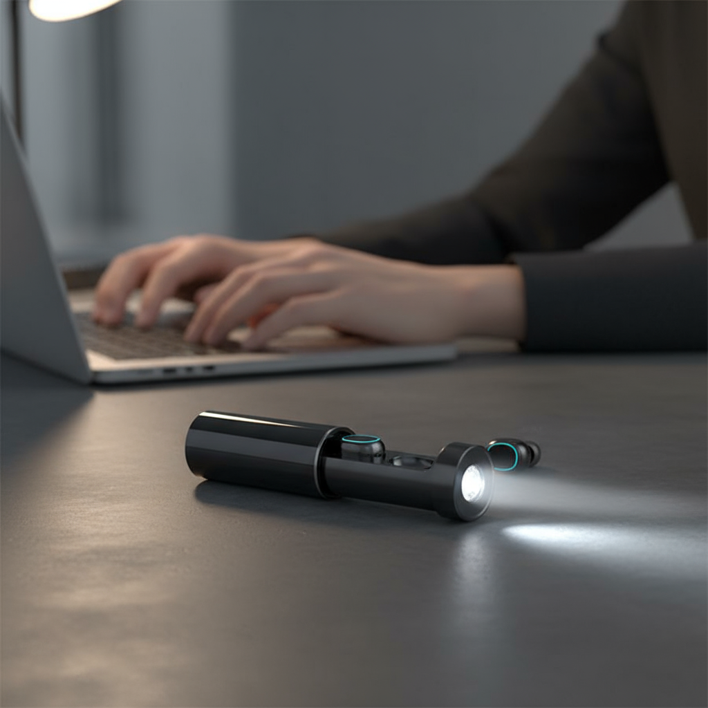 หูฟังบลูทูธไร้สาย N21 พร้อมไฟฉาย หูฟังเอียร์บัด TWS ควบคุมด้วยระบบสัมผัส สเตอริโอ ตัดเสียงรบกวน ขนาด