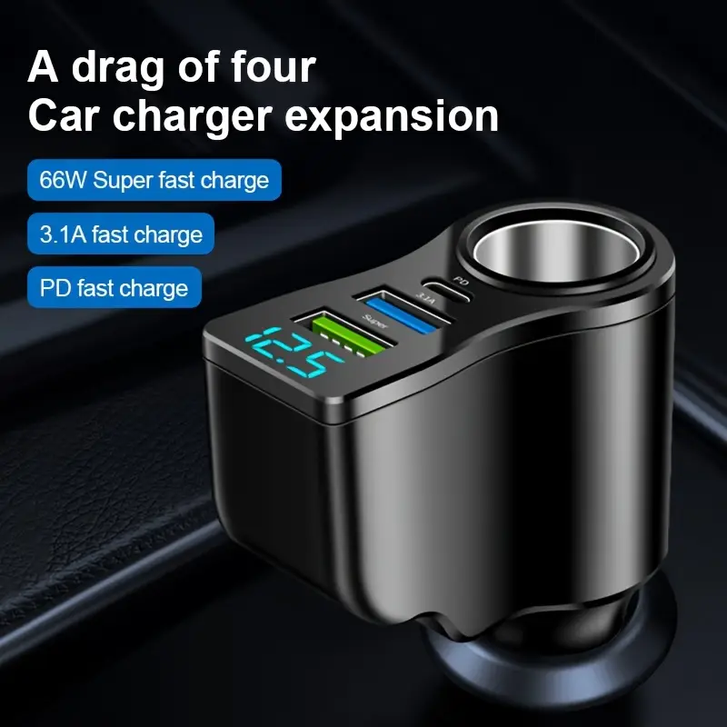 30W Four Port Car Power Adapter Dual USB PD Fast Charging สําหรับ iPhone Huawei iPad ราคา ถูกที่สุด ดีลบีเคเค แกลเลอรีภาพที่ 3