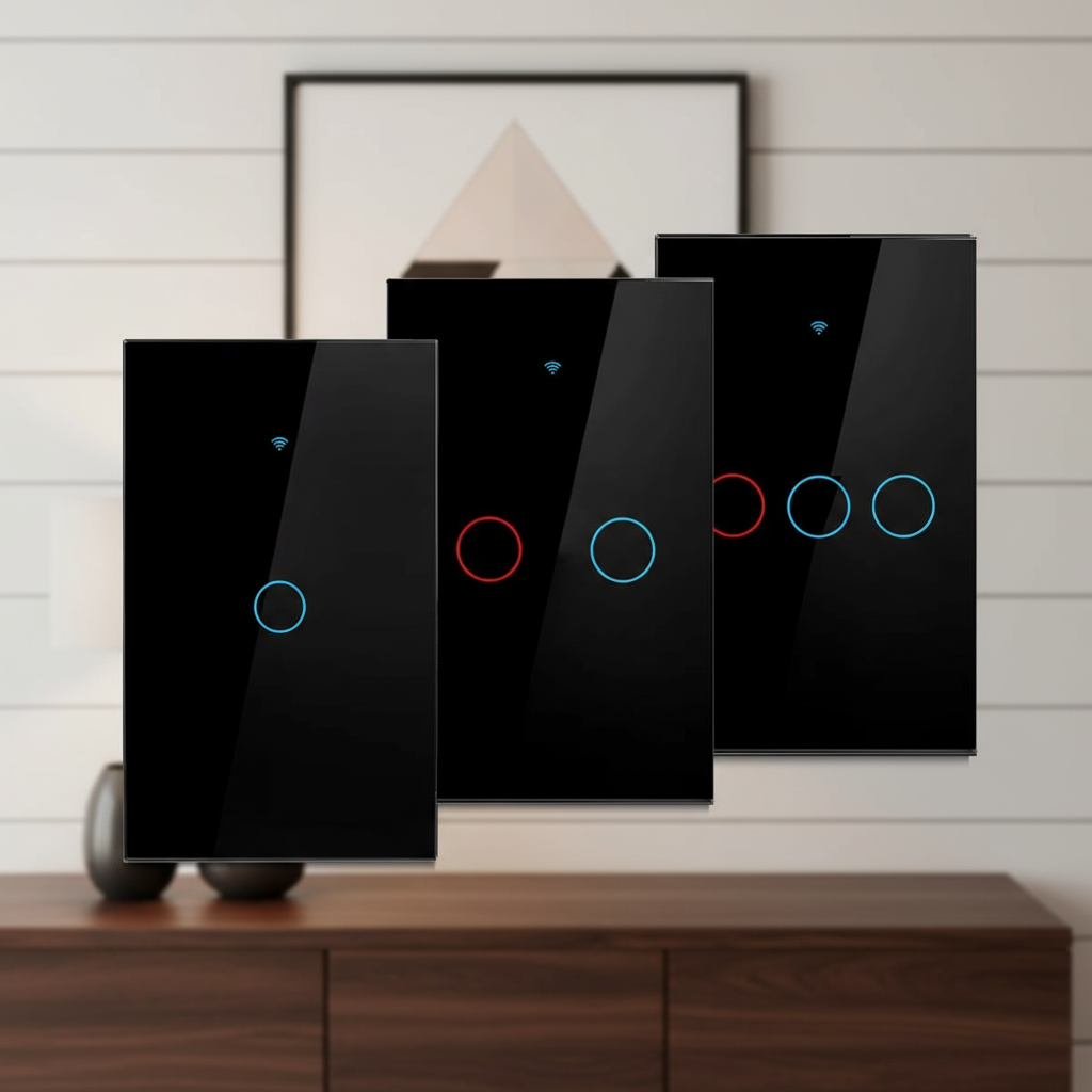 สวิตช์ไฟอัจฉริยะ Wifi แบบสัมผัส 1 2 3 ปุ่ม ไม่ต้องใช้สายกลาง 100-240V ใช้งานได้กับ Alexa Hey Google