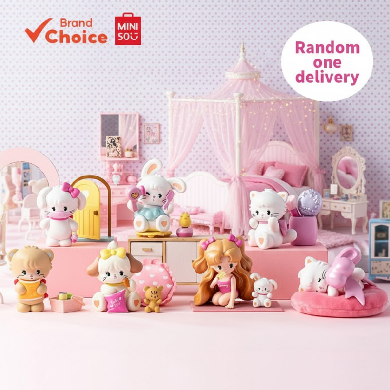 MINISO Mikko Stay at Home Collection - ฟิกเกอร์กล่องลึกลับน่ารักสําหรับเด็ก 7.5 ซม. x 7.5 ซม. x 12 ซม. (จัดส่งแบบสุ่ม)