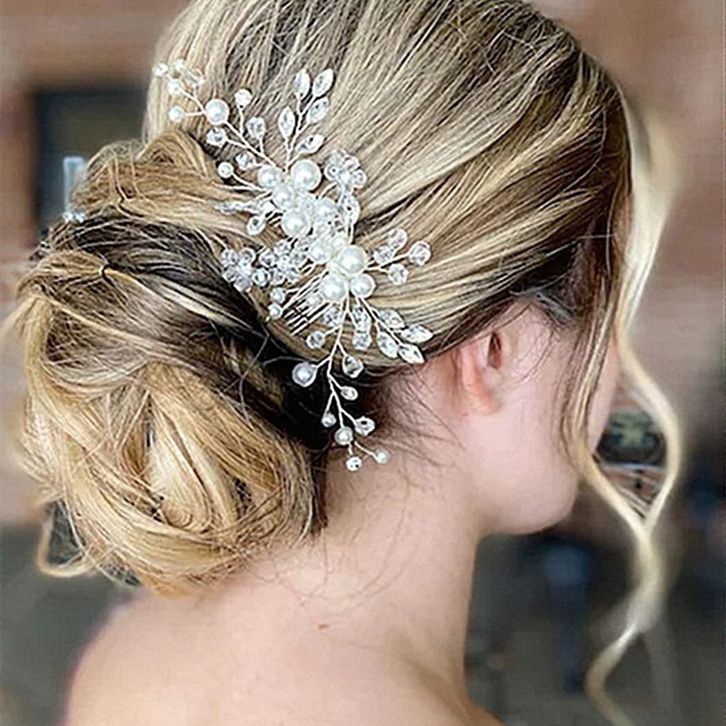 เจ้าสาวเจ้าบ่าวคริสตัลมุกปิ่นปักผมงานแต่งงานจัดเลี้ยงหวีด้านข้าง อัปเดต - รูปที่ 2