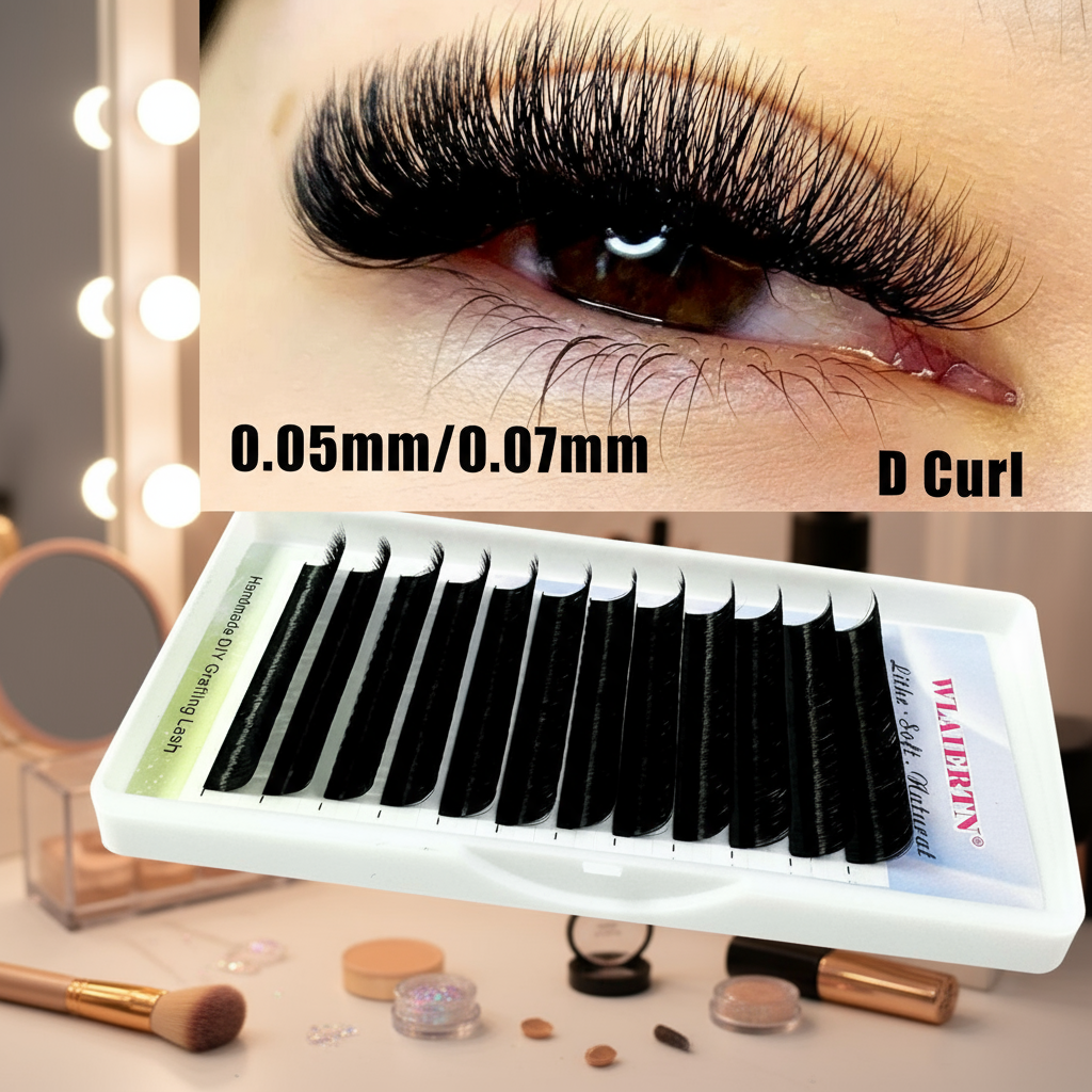 Fadvan ขนตาปลอมแบบ U-Shape 2D ความยาว 8-12 มม. งอน D แบบ Volume Fans ผสมความยาว