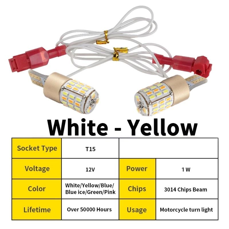 T15 การปรับเปลี่ยนรถจักรยานยนต์ Universal Dual สีไฟเลี้ยวหลอดไฟความสว่างสูง 2 ชิ้น/1 ชิ้น - รูปที่ 6