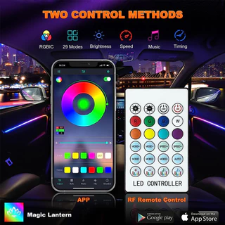 Universal รถ Ambient ไฟ LED ภายใน RGB Symphony บรรยากาศโคมไฟ USB APP และรีโมทคอนโทรลแถบอะคริลิค 5V