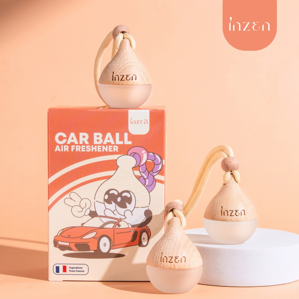 INZEN อินเซ็น น้ำหอมรถยนต์แบบแขวน รุ่นคาร์บอล 7 มล. หอมนานหลายสัปดาห์ มีให้เลือกหลายกลิ่น