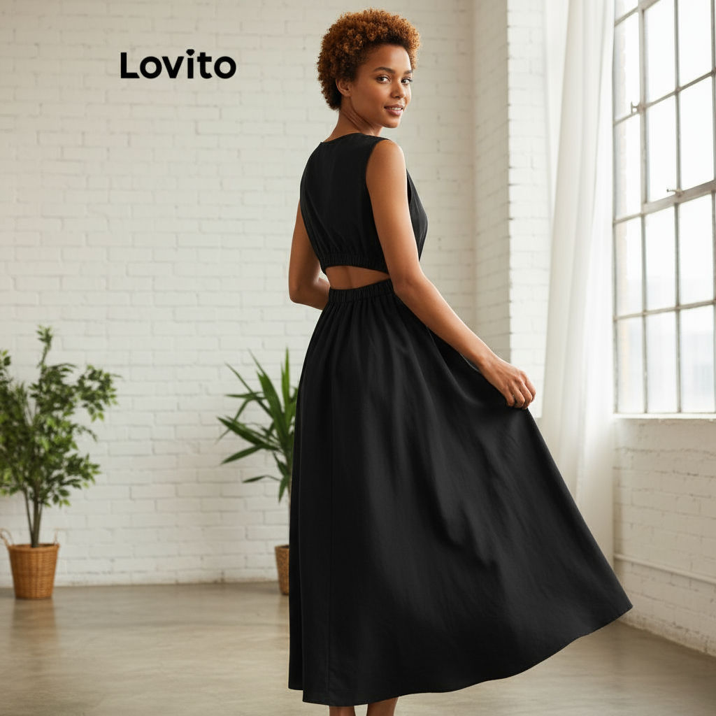 Lovito ชุดเดรสผู้หญิง ทรงเอวยางยืด ไม่มีสายผูกหลัง สไตล์บอล L77ED270 (หลากสี)