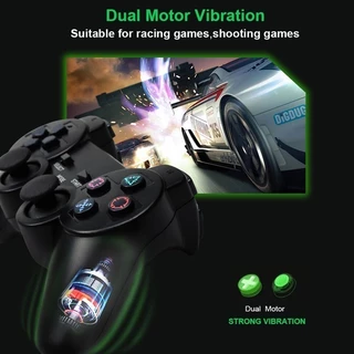 เกมแพดไร้สายสําหรับ Sony PS2/PS1 คอนโทรลเลอร์เกมสําหรับเครื่องเล่น Playstation 2 จอยสติ๊ก USB PC พร้อมฟังก์ชันสั่นกระแทกคู่
