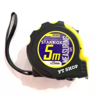 ตลับเมตรหุ้มยาง 5 เมตร STANNOX หน้ากว้าง 25 มม. โครง ABS แข็งแรง เคลือบไมลาร์ กันกระแทก มีแม่เหล็กปลายสาย