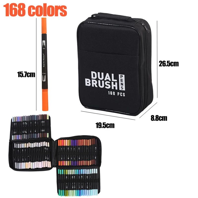 ชุดปากกามาร์กเกอร์แปรงสีน้ํา 120/168 - ปากกาสีแบบ คู่-เคล็ดลับ สําหรับระบายสี, การประดิษฐ์ตัวอักษร, วาดและเขียน - รูปที่ 4