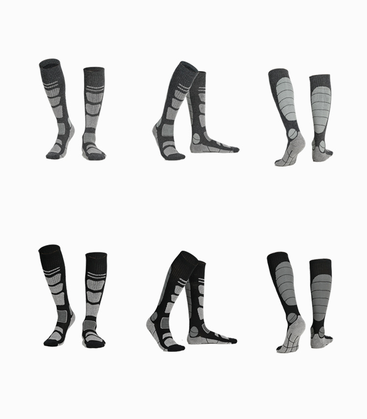 ถุงเท้าสกีและเดินป่าความร้อนสําหรับผู้ชาย | ถุงเท้ายาวกันหนาวเหนือเข่าสําหรับผู้หญิงกีฬาหิมะ | ดํา/ขาว/เทา - รูปที่ 3