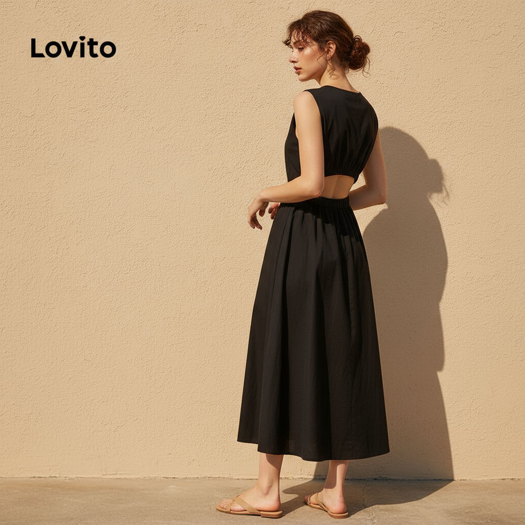 Lovito ชุดเดรสผู้หญิง ทรงเอวยางยืด ไม่มีสายผูกหลัง สไตล์บอล L77ED270 (หลากสี)